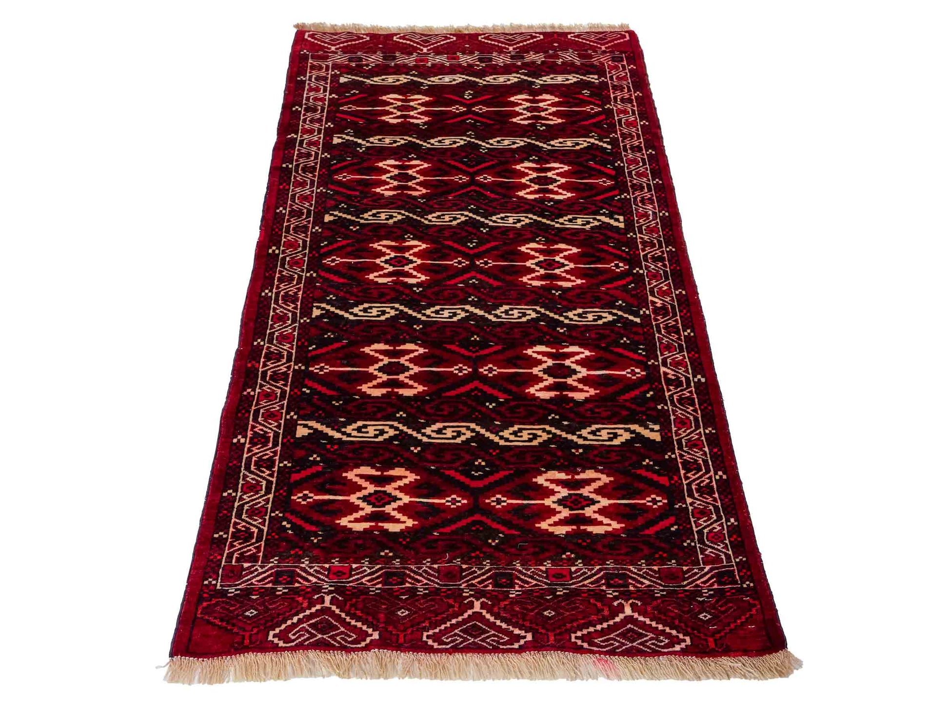 Feiner, handgeknüpfter Afghan Wollteppich von Khademi. Größe: 165 x 90 cm. Farbe: Rot. Verkauf durch JUPITER Intl.