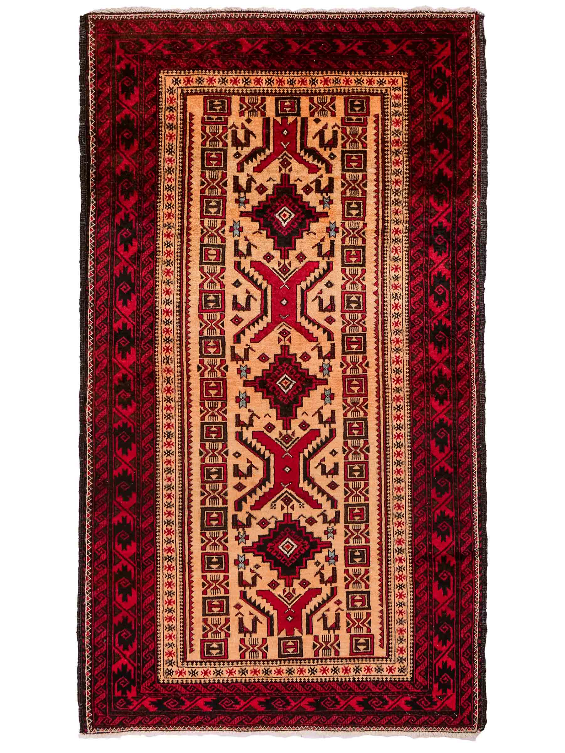 Feiner, handgeknüpfter Afghan Wollteppich von Khademi. Größe: 171 x 92 cm. Farbe: Cremeweiß, rot. Verkauf durch JUPITER Intl.