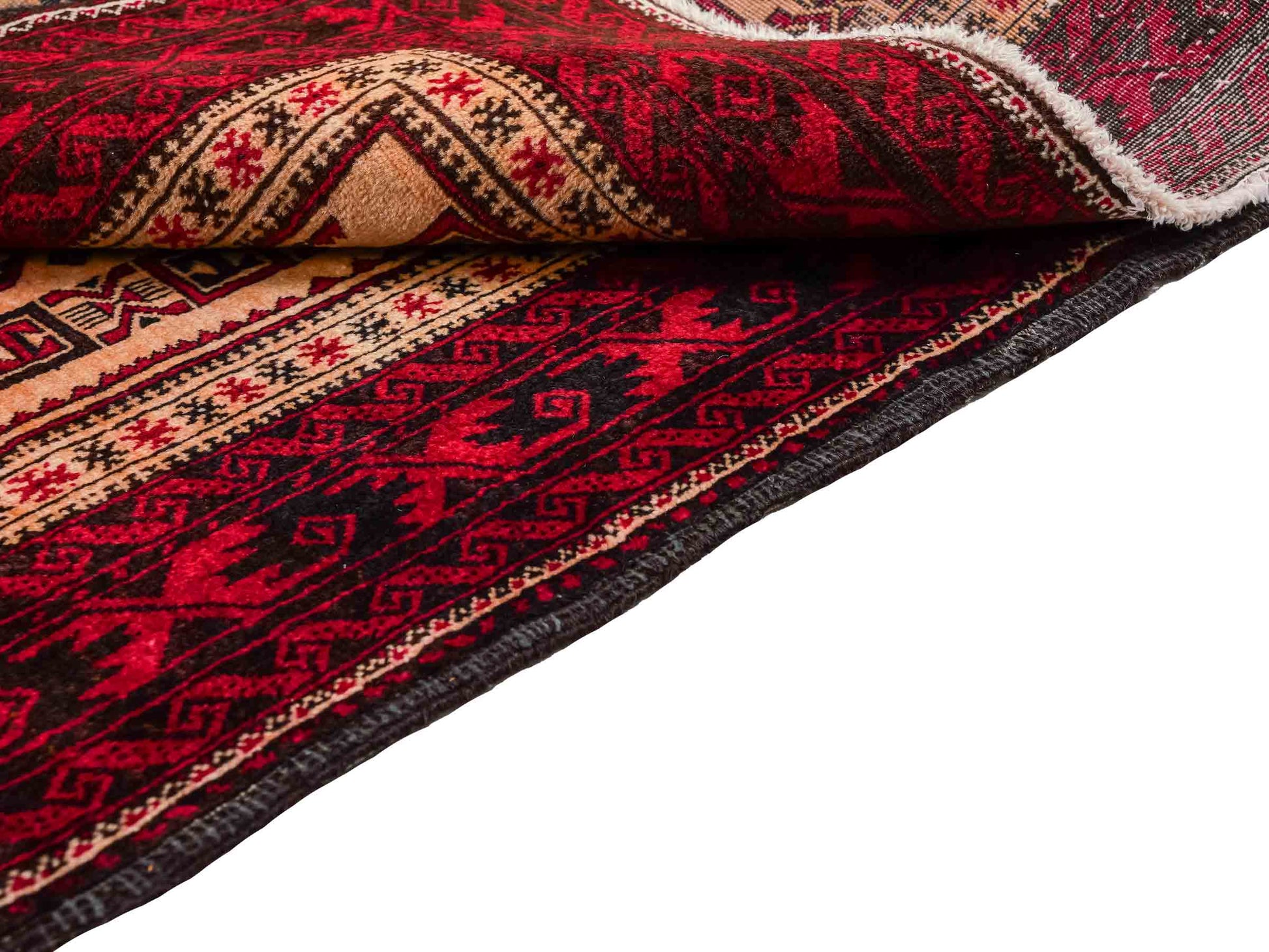 Feiner, handgeknüpfter Afghan Wollteppich von Khademi. Größe: 171 x 92 cm. Farbe: Cremeweiß, rot. Verkauf durch JUPITER Intl.