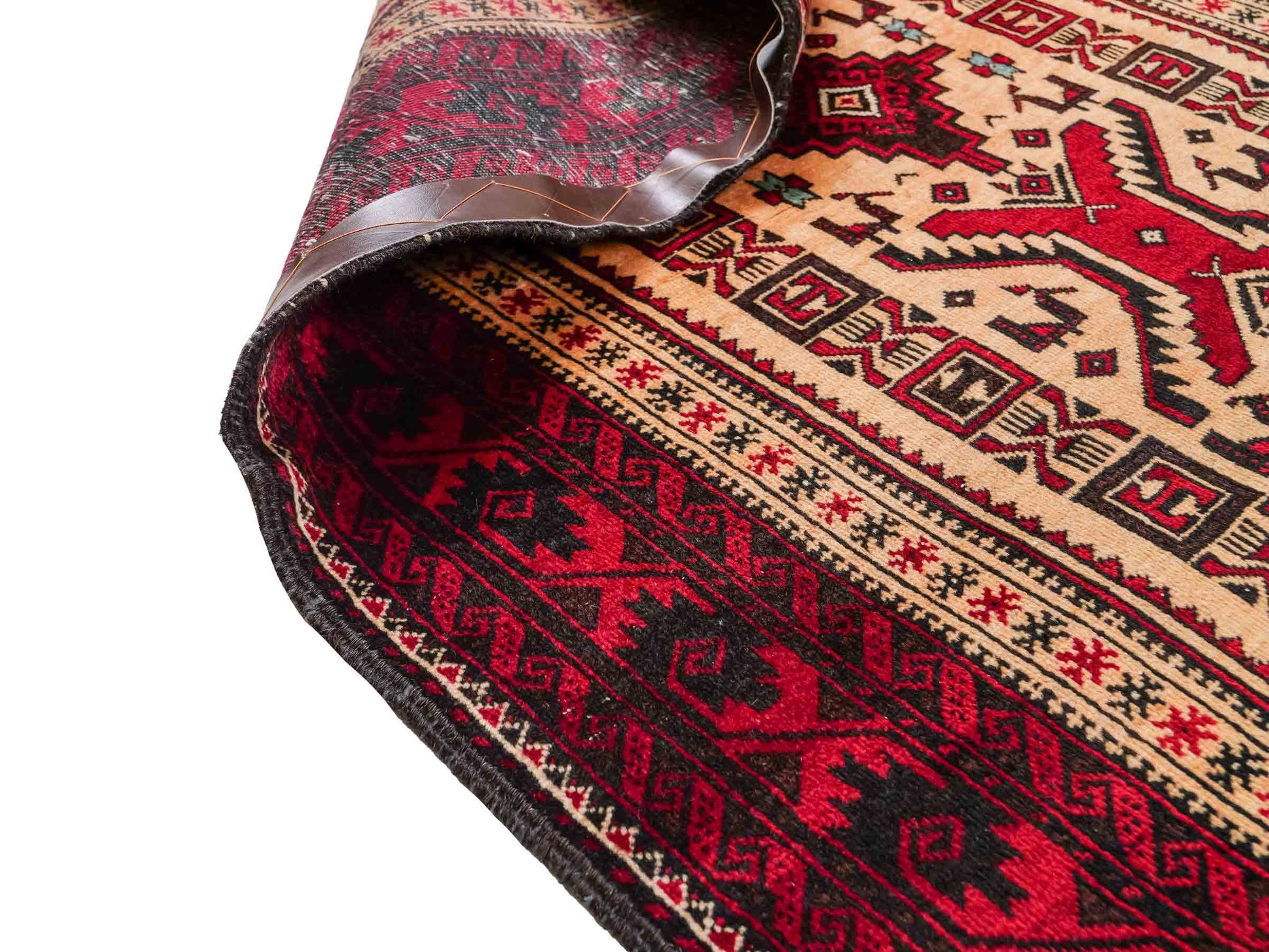Feiner, handgeknüpfter Afghan Wollteppich von Khademi. Größe: 171 x 92 cm. Farbe: Cremeweiß, rot. Verkauf durch JUPITER Intl.