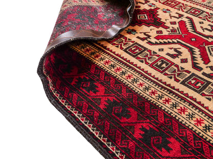 Feiner, handgeknüpfter Afghan Wollteppich von Khademi. Größe: 171 x 92 cm. Farbe: Cremeweiß, rot. Verkauf durch JUPITER Intl.