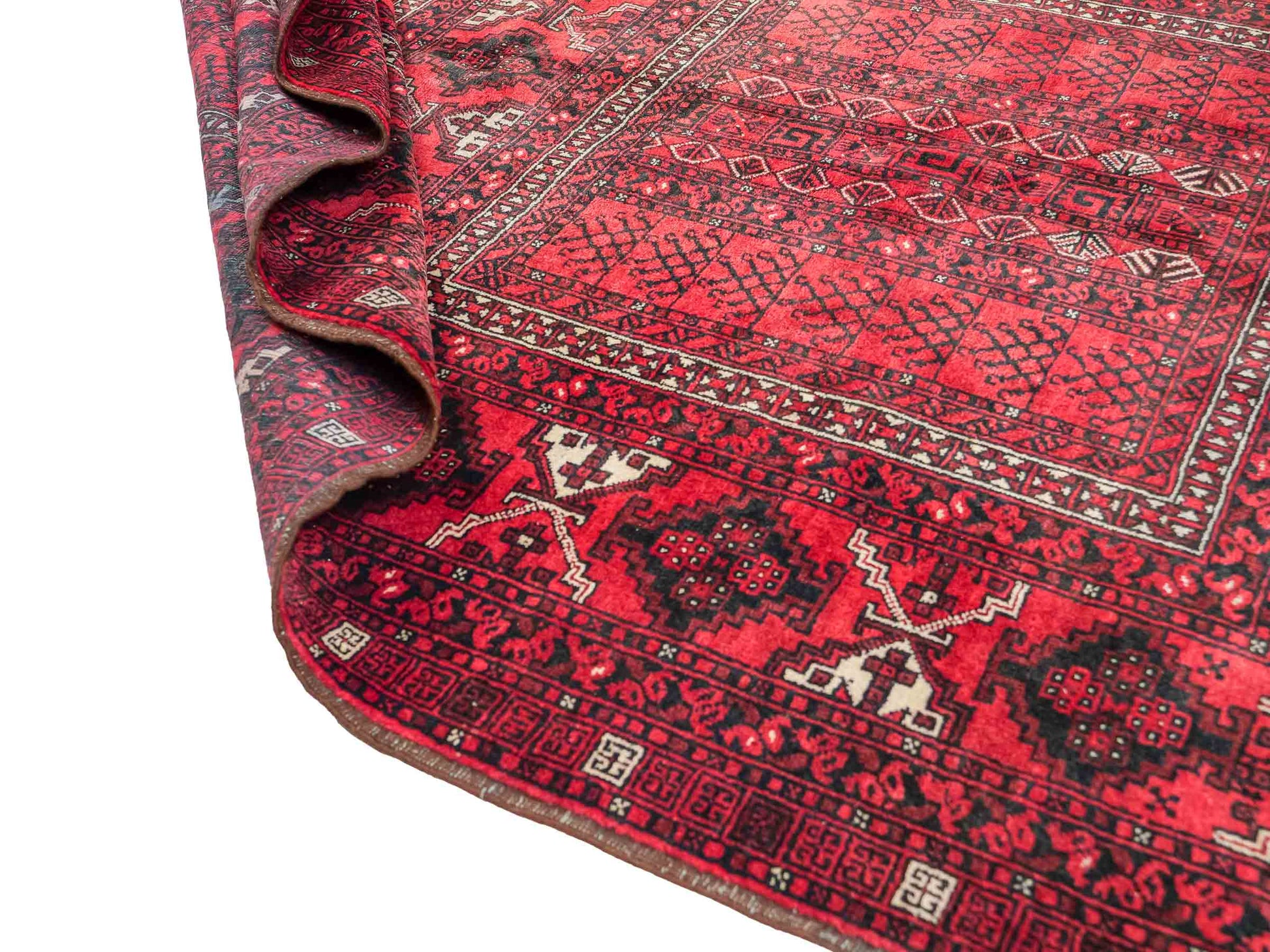 Feiner, handgeknüpfter Afghan Wollteppich von Khademi. Größe: 235 x 156 cm. Farbe: Rot. Verkauf durch JUPITER Intl.