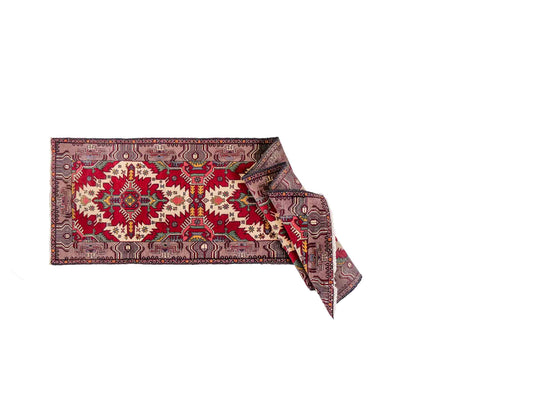 Feiner, handgeknüpfter Afghan Wollteppich von Khademi. Größe: 288 x 80 cm. Farbe: Rot, cremeweiß. Verkauf durch JUPITER Intl.