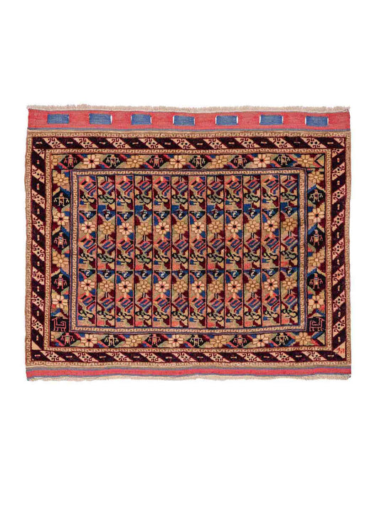 Feiner, handgeknüpfter Afghan Wollteppich von Khademi. Größe: 75 x 56 cm. Farbe: Cremeweiß. Verkauf durch JUPITER Intl.