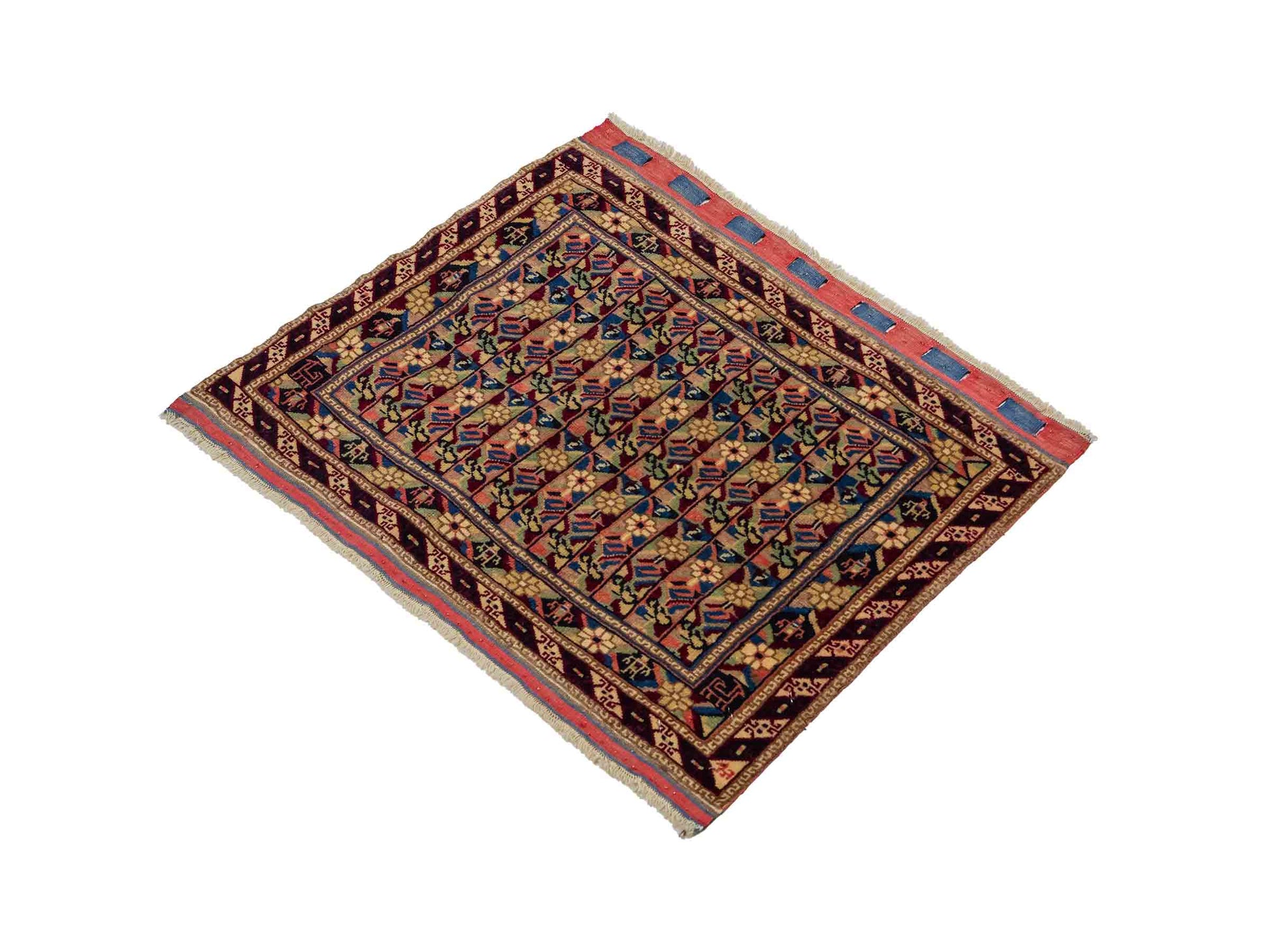 Feiner, handgeknüpfter Afghan Wollteppich von Khademi. Größe: 75 x 56 cm. Farbe: Cremeweiß. Verkauf durch JUPITER Intl.