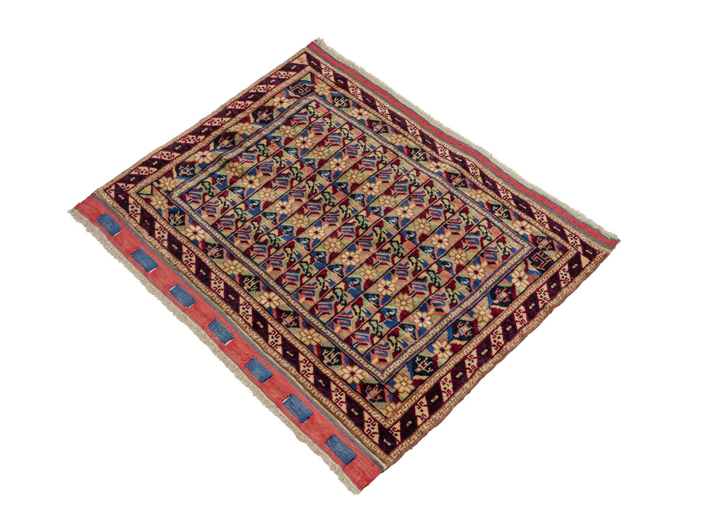 Feiner, handgeknüpfter Afghan Wollteppich von Khademi. Größe: 75 x 56 cm. Farbe: Cremeweiß. Verkauf durch JUPITER Intl.