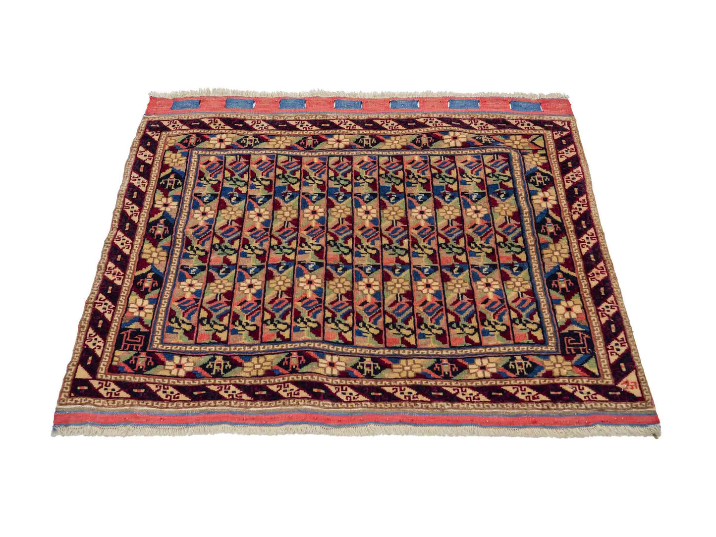 Feiner, handgeknüpfter Afghan Wollteppich von Khademi. Größe: 75 x 56 cm. Farbe: Cremeweiß. Verkauf durch JUPITER Intl.