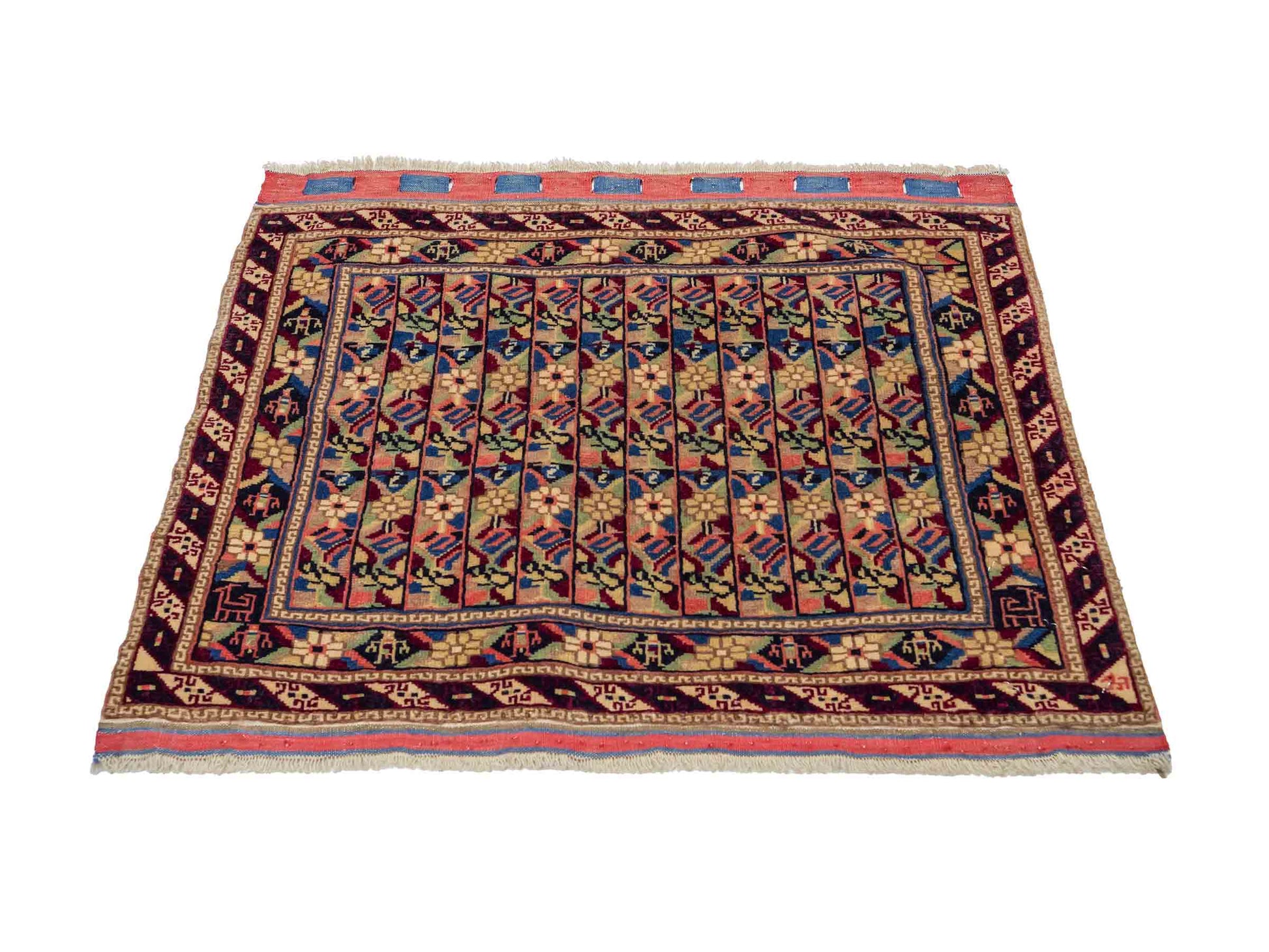 Feiner, handgeknüpfter Afghan Wollteppich von Khademi. Größe: 75 x 56 cm. Farbe: Cremeweiß. Verkauf durch JUPITER Intl.