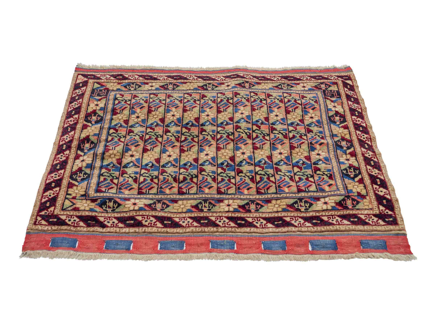Feiner, handgeknüpfter Afghan Wollteppich von Khademi. Größe: 75 x 56 cm. Farbe: Cremeweiß. Verkauf durch JUPITER Intl.