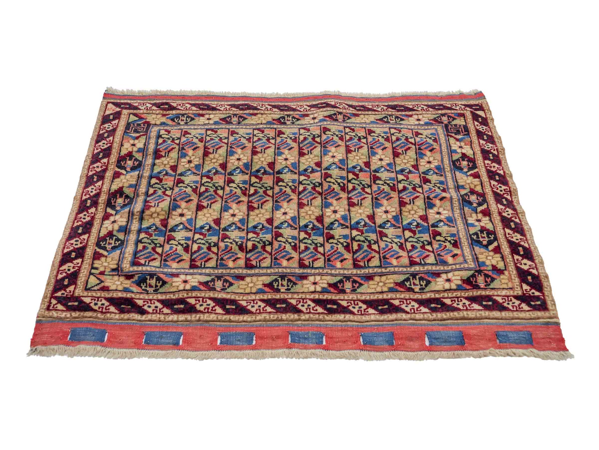 Feiner, handgeknüpfter Afghan Wollteppich von Khademi. Größe: 75 x 56 cm. Farbe: Cremeweiß. Verkauf durch JUPITER Intl.