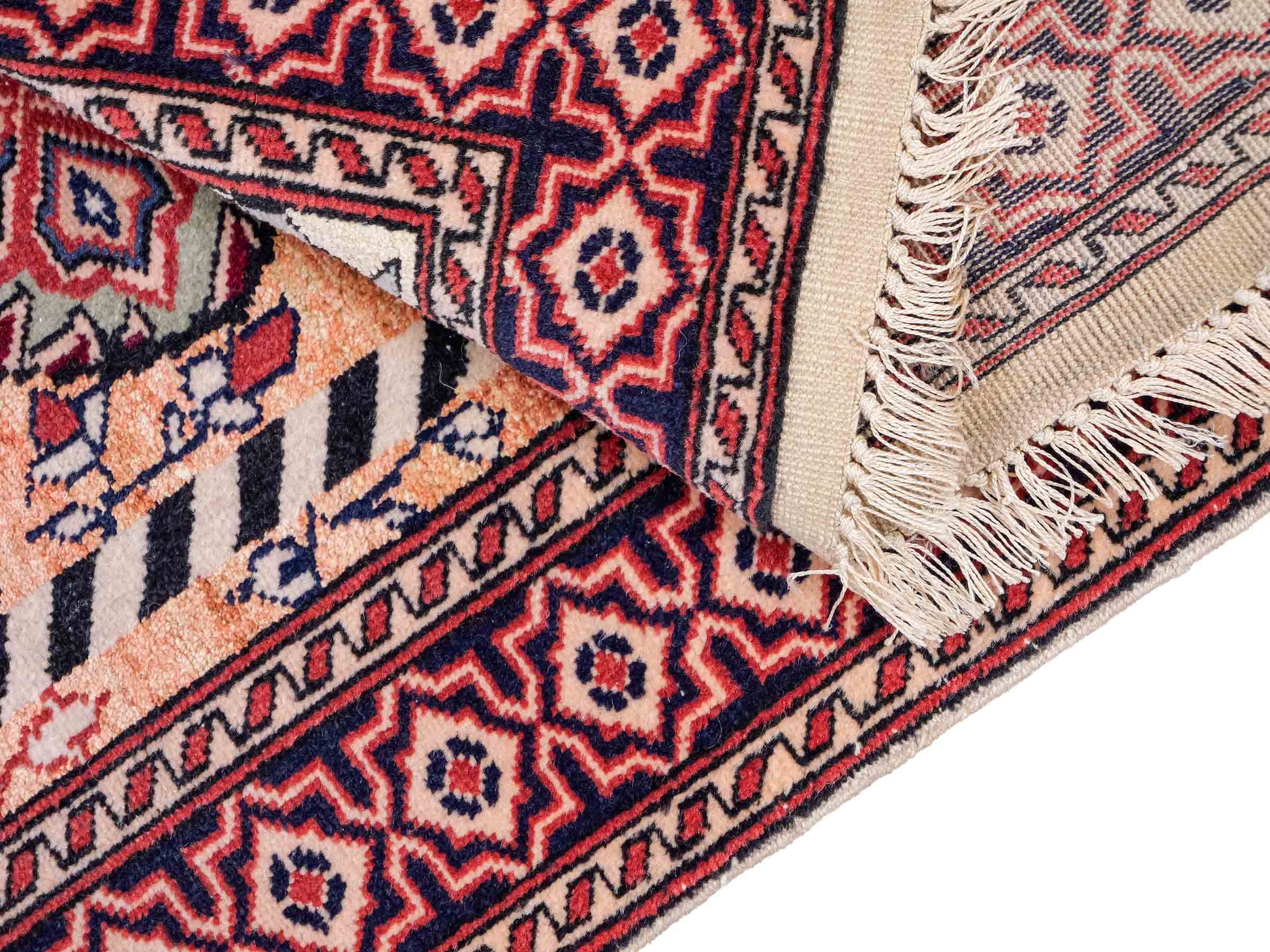 Feiner, handgeknüpfter Afghan Mauri Orientteppich aus Wolle mit Seide von Khademi. Farbe: Beige, gold, blau. Größe: 70 x 58 cm. Vertrieb durch JUPITER Intl.