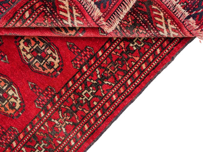 Antiker, handgeknüpfter Afghan Orientteppich aus Wolle von Khademi. Größe: 103 x 73 cm. Farbe: Rot. Verkauf durch JUPITER Intl.