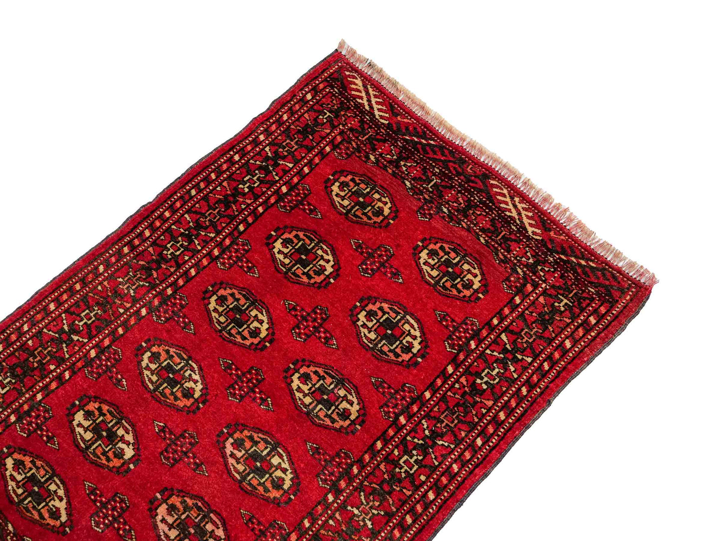 Antiker, handgeknüpfter Afghan Orientteppich aus Wolle von Khademi. Größe: 103 x 73 cm. Farbe: Rot. Verkauf durch JUPITER Intl.