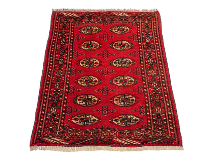 Antiker, handgeknüpfter Afghan Orientteppich aus Wolle von Khademi. Größe: 103 x 73 cm. Farbe: Rot. Verkauf durch JUPITER Intl.