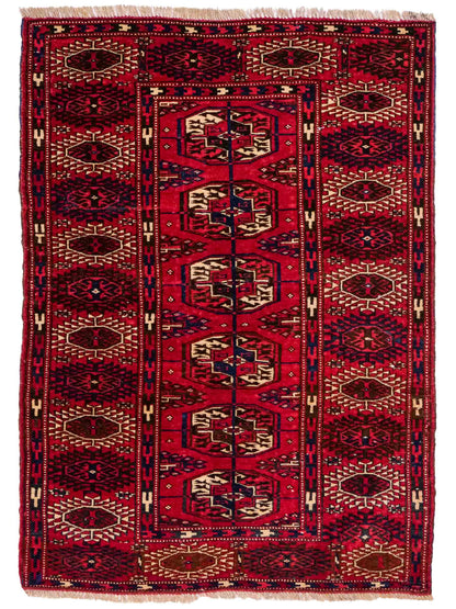 Antiker, handgeknüpfter Afghan Orientteppich aus Wolle von Khademi. Größe: 110 x 78 cm. Farbe: Rot. Verkauf durch JUPITER Intl.