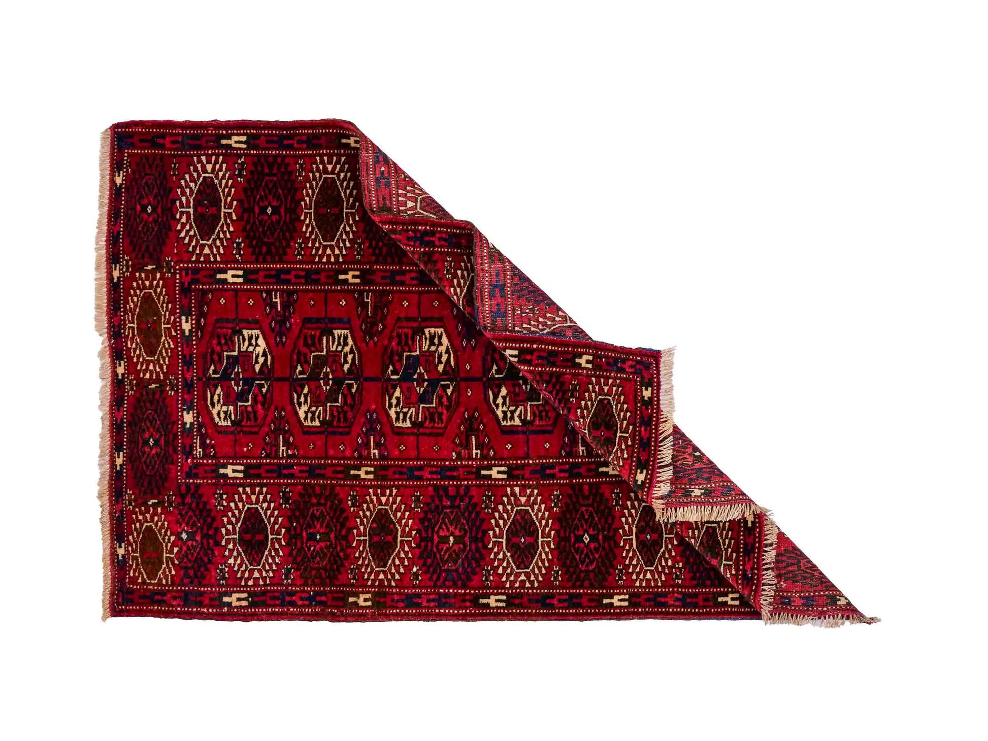 Antiker, handgeknüpfter Afghan Orientteppich aus Wolle von Khademi. Größe: 110 x 78 cm. Farbe: Rot. Verkauf durch JUPITER Intl.