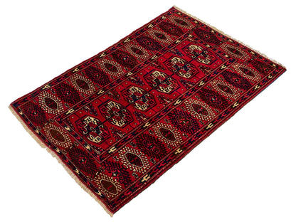 Antiker, handgeknüpfter Afghan Orientteppich aus Wolle von Khademi. Größe: 110 x 78 cm. Farbe: Rot. Verkauf durch JUPITER Intl.