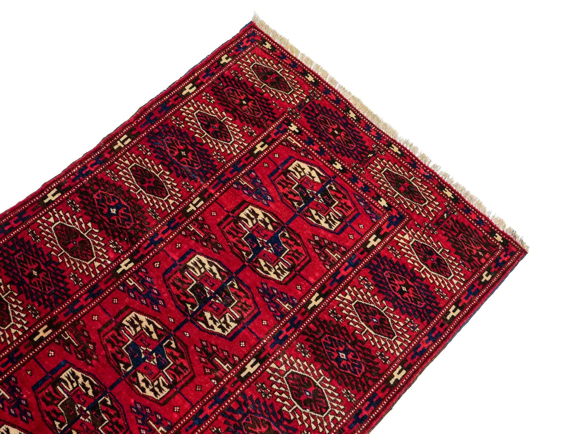 Antiker, handgeknüpfter Afghan Orientteppich aus Wolle von Khademi. Größe: 110 x 78 cm. Farbe: Rot. Verkauf durch JUPITER Intl.