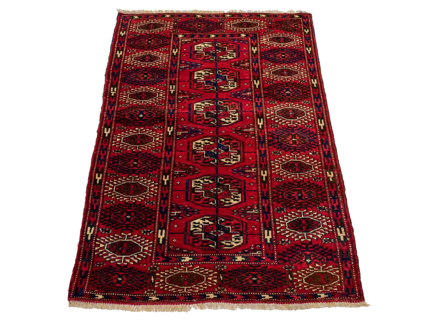 Antiker, handgeknüpfter Afghan Orientteppich aus Wolle von Khademi. Größe: 110 x 78 cm. Farbe: Rot. Verkauf durch JUPITER Intl.
