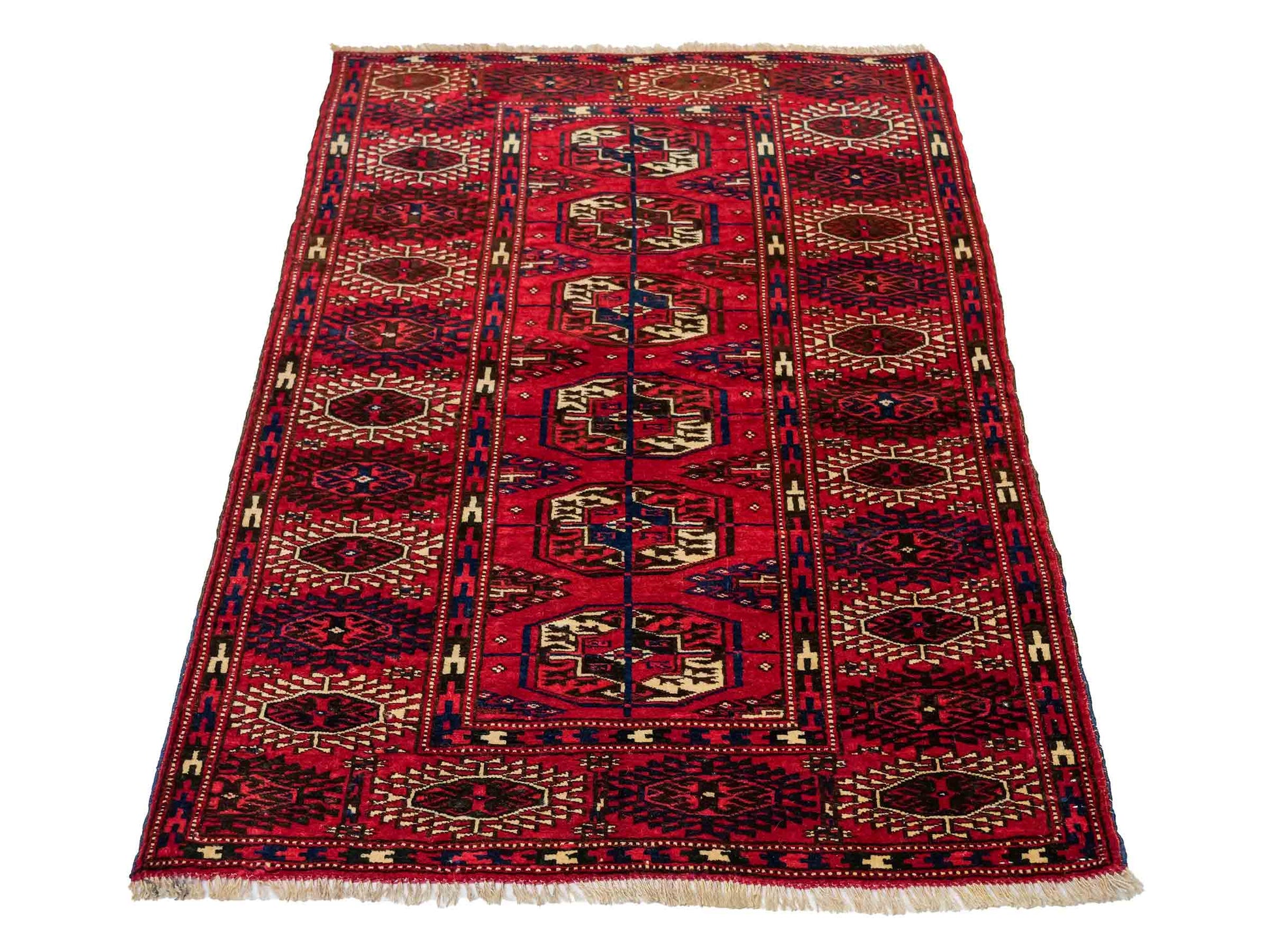 Antiker, handgeknüpfter Afghan Orientteppich aus Wolle von Khademi. Größe: 110 x 78 cm. Farbe: Rot. Verkauf durch JUPITER Intl.