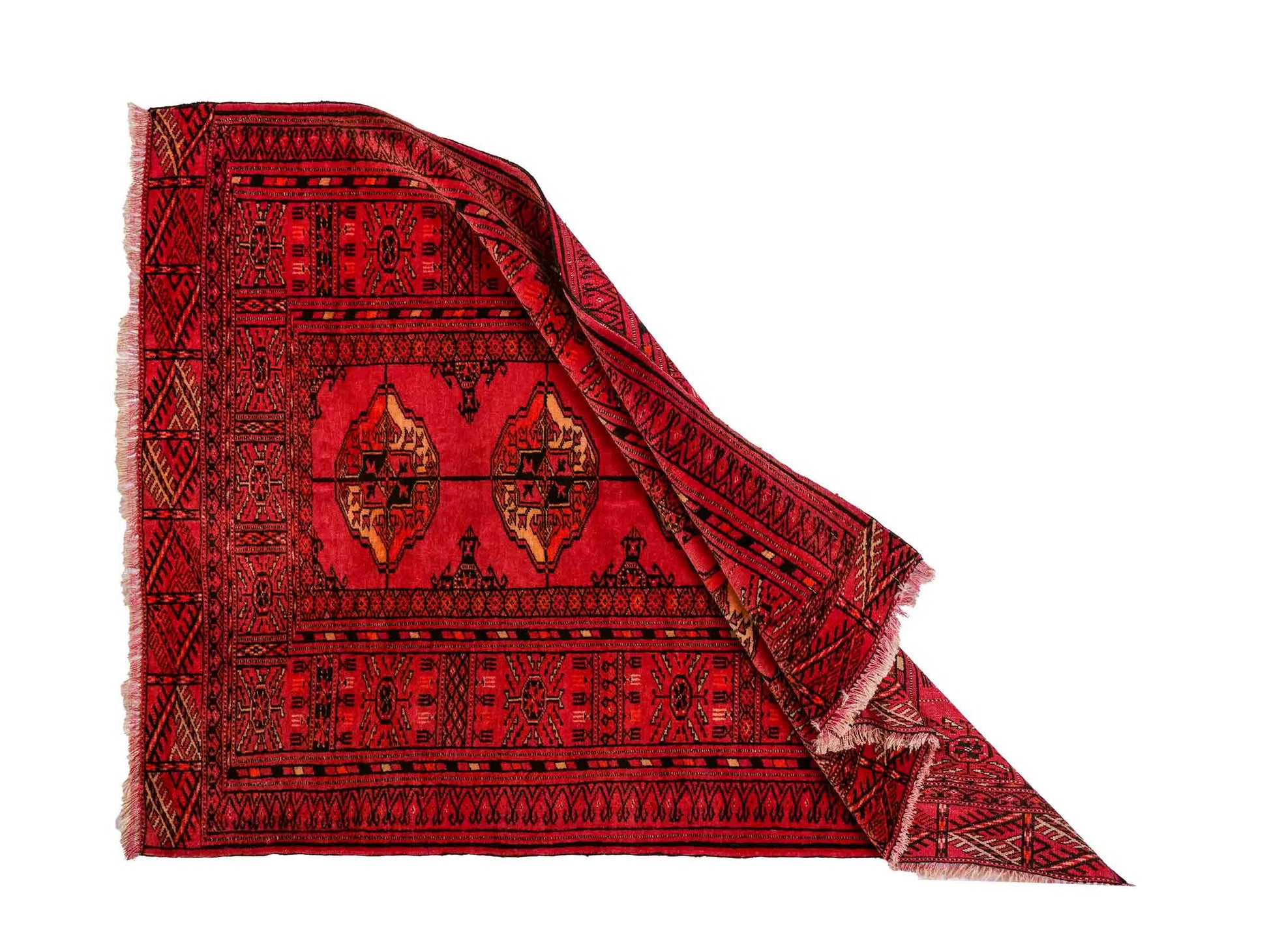 Antiker, handgeknüpfter Afghan Orientteppich aus Wolle von Khademi. Größe: 123 x 90 cm. Farbe: Rot. Verkauf durch JUPITER Intl.