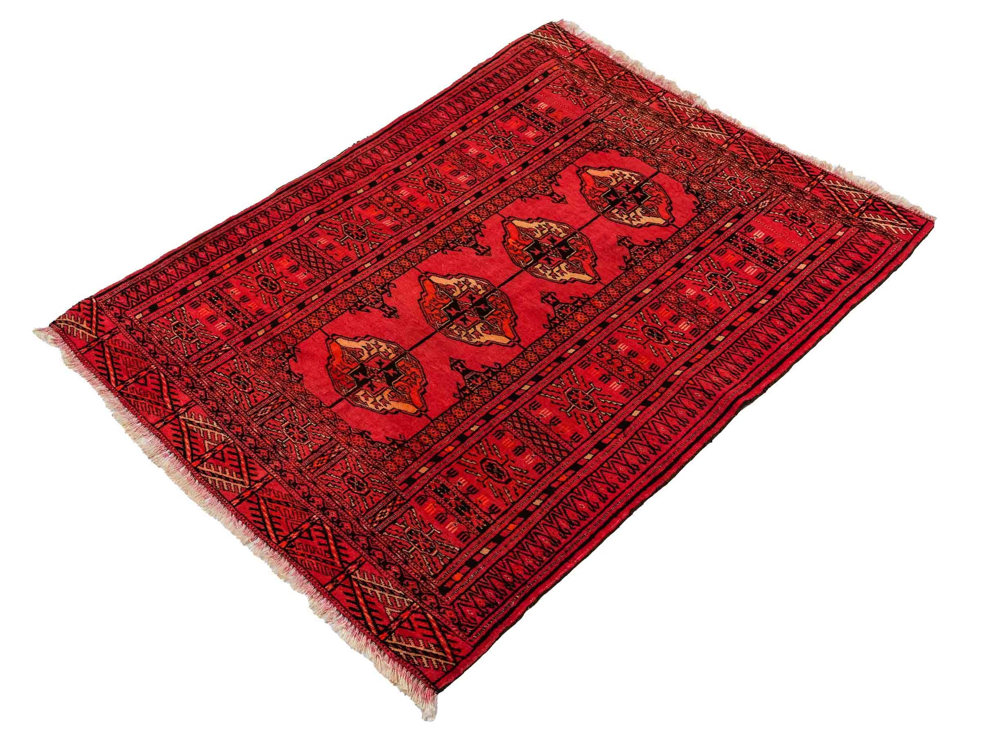 Antiker, handgeknüpfter Afghan Orientteppich aus Wolle von Khademi. Größe: 123 x 90 cm. Farbe: Rot. Verkauf durch JUPITER Intl.