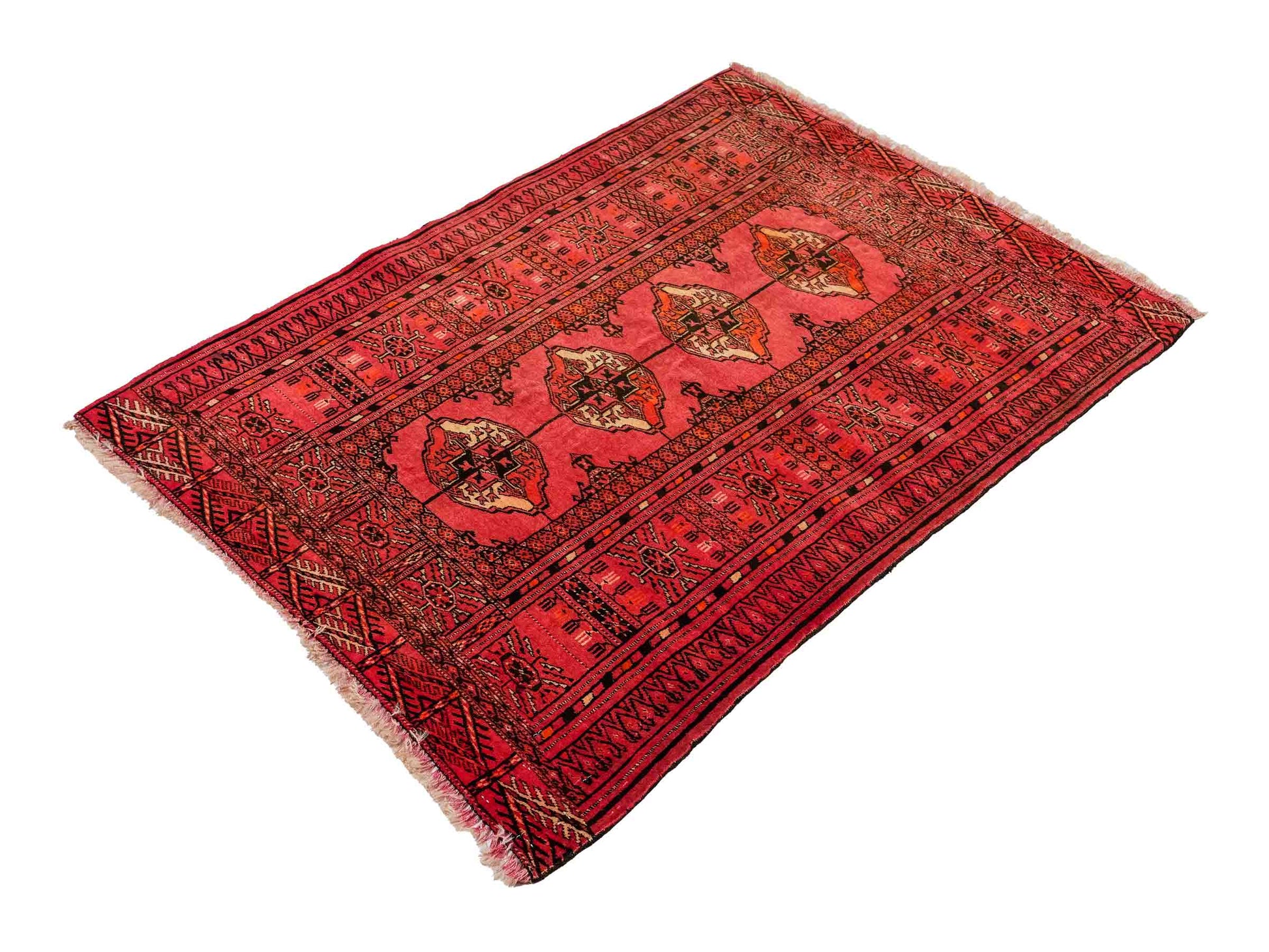 Antiker, handgeknüpfter Afghan Orientteppich aus Wolle von Khademi. Größe: 123 x 90 cm. Farbe: Rot. Verkauf durch JUPITER Intl.