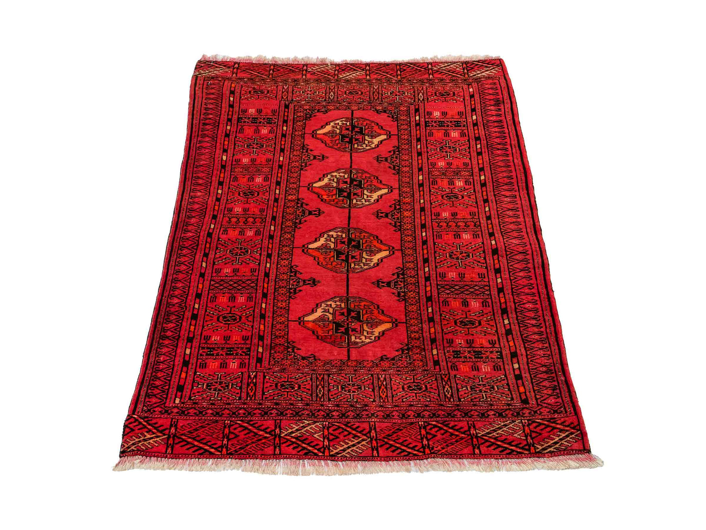 Antiker, handgeknüpfter Afghan Orientteppich aus Wolle von Khademi. Größe: 123 x 90 cm. Farbe: Rot. Verkauf durch JUPITER Intl.