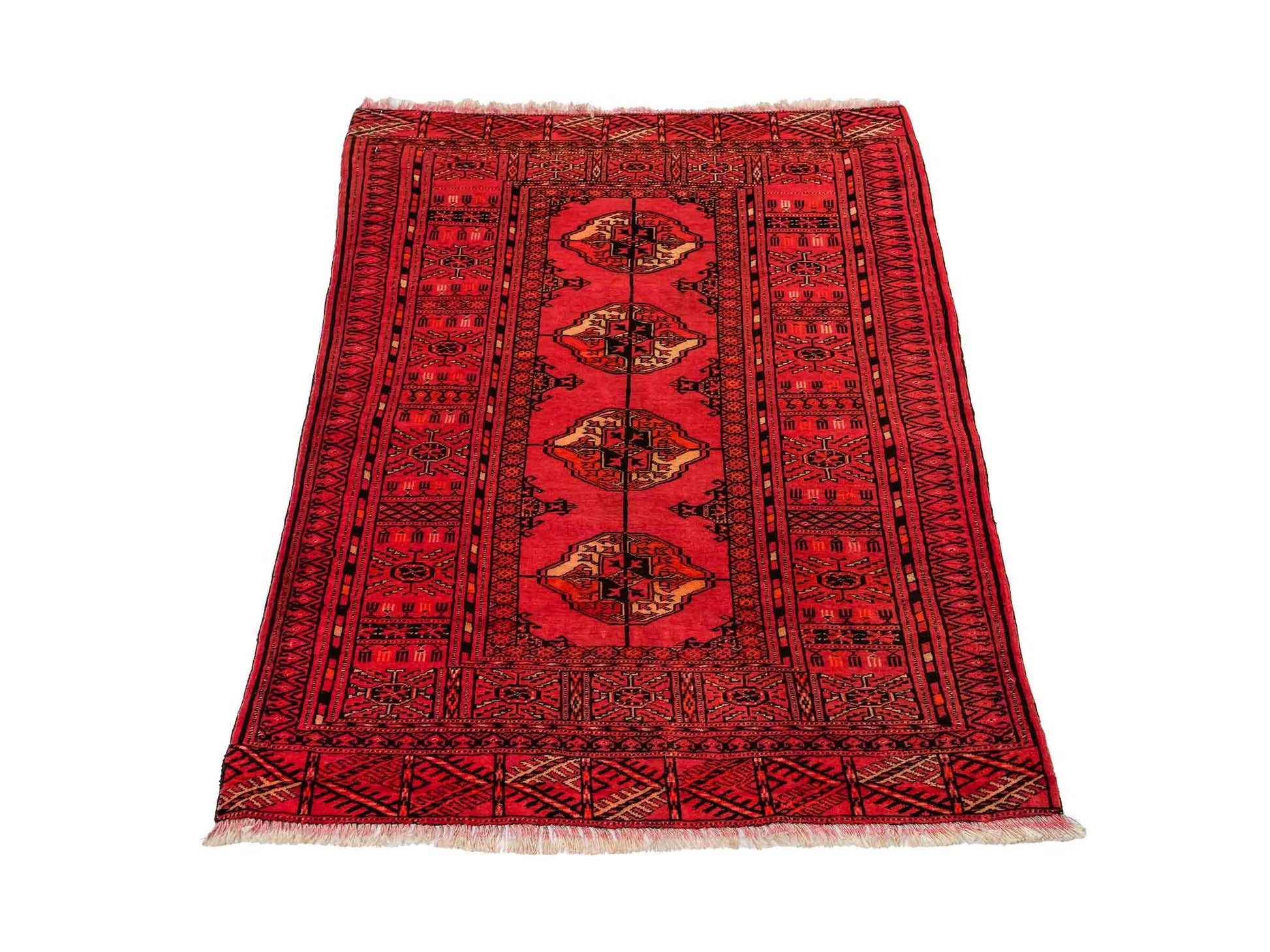 Antiker, handgeknüpfter Afghan Orientteppich aus Wolle von Khademi. Größe: 123 x 90 cm. Farbe: Rot. Verkauf durch JUPITER Intl.