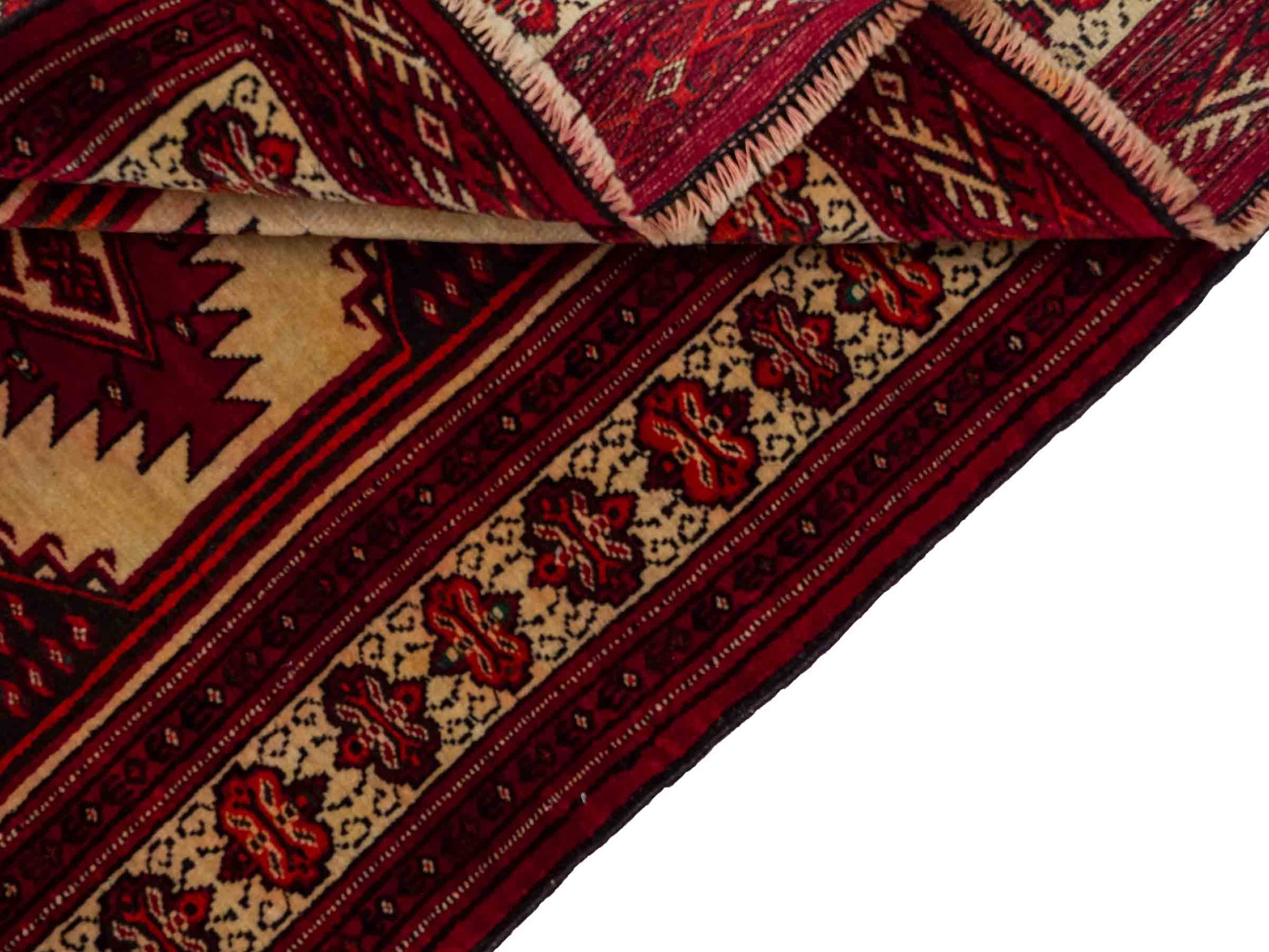 Antiker, handgeknüpfter Afghan Wollteppich von Khademi. Größe: 127 x 89 cm. Farbe: Cremeweiß, rot. Verkauf durch JUPITER Intl.