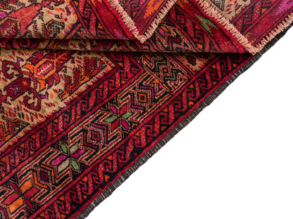 Antiker, handgeknüpfter Afghan Orientteppich aus Wolle von Khademi. Größe: 141 x 95 cm. Farbe: Rot, beige. Verkauf durch JUPITER Intl.