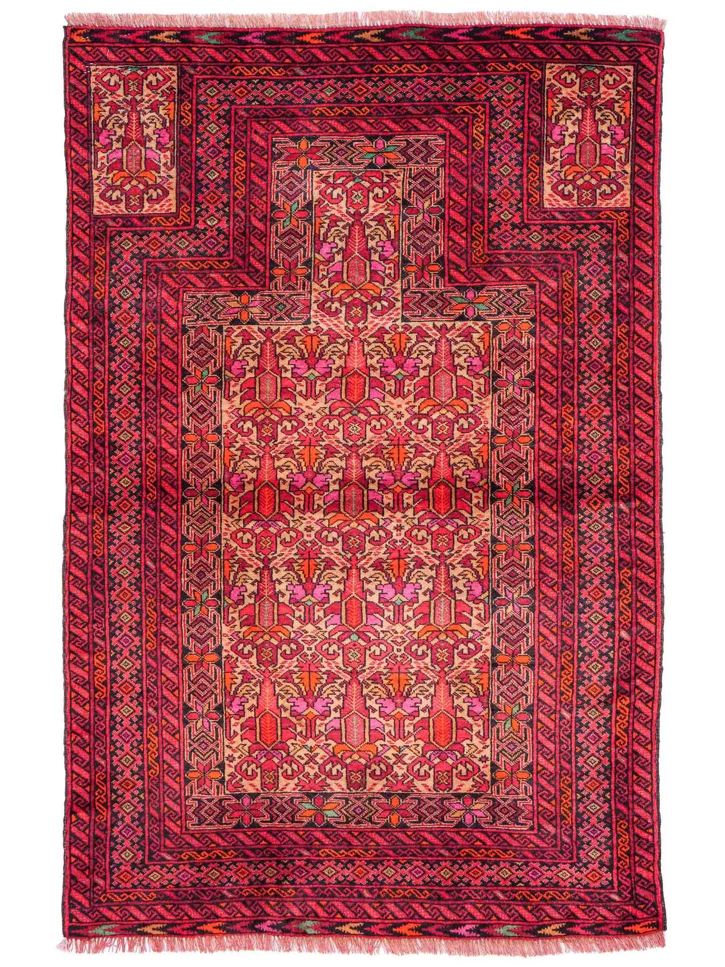 Antiker, handgeknüpfter Afghan Orientteppich aus Wolle von Khademi. Größe: 147 x 95 cm. Farbe: Rot. Verkauf durch JUPITER Intl.