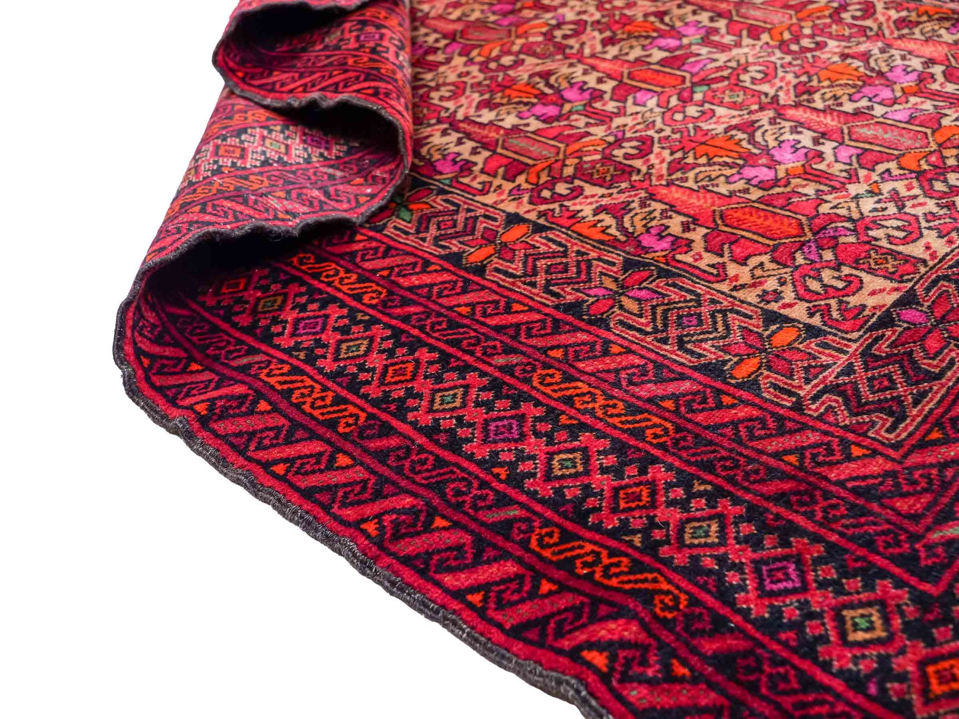Antiker, handgeknüpfter Afghan Orientteppich aus Wolle von Khademi. Größe: 147 x 95 cm. Farbe: Rot. Verkauf durch JUPITER Intl.