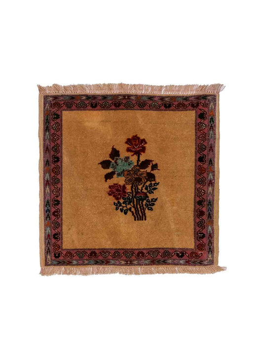 Antiker, handgeknüpfter Afghan Orientteppich aus Wolle von Khademi. Größe: 40 x 40 cm. Farbe: Beige. Verkauf durch JUPITER Intl.