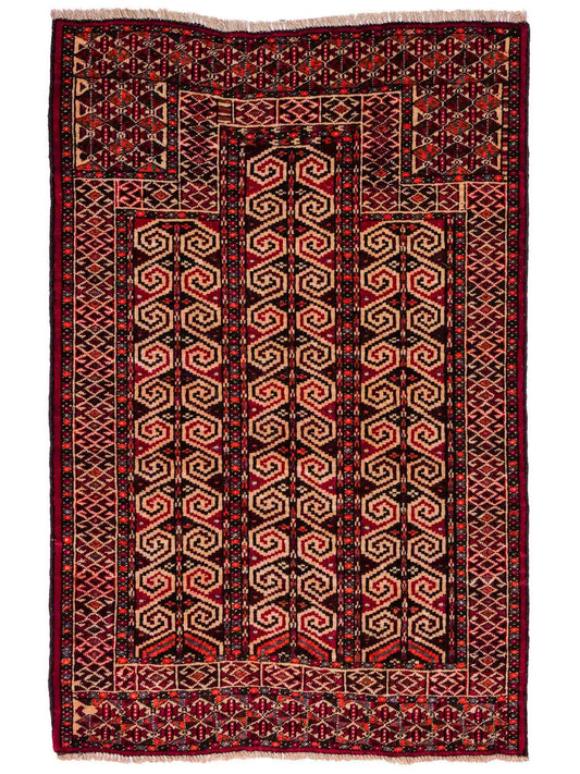 Feiner, handgeknüpfter, antiker Russia Orientteppich aus Wolle von Khademi. Farbe: Rot, cremeweiß. Größe: 121 x 81 cm. Vertrieb durch JUPITER Intl.