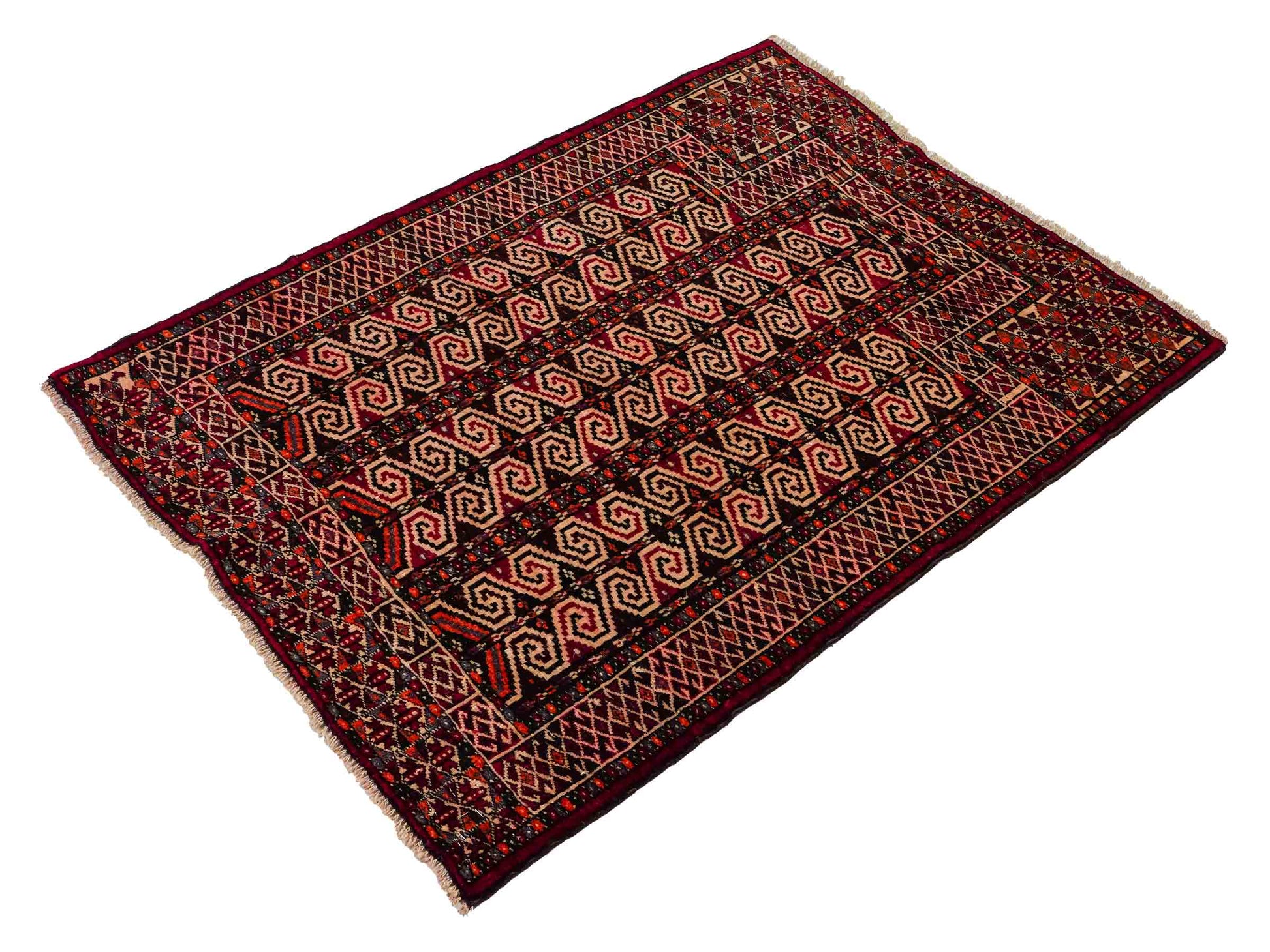 Feiner, handgeknüpfter, antiker Russia Orientteppich aus Wolle von Khademi. Farbe: Rot, cremeweiß. Größe: 121 x 81 cm. Vertrieb durch JUPITER Intl.