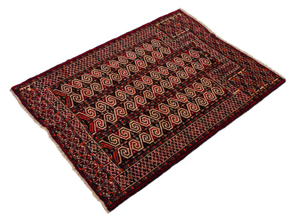 Feiner, handgeknüpfter, antiker Russia Orientteppich aus Wolle von Khademi. Farbe: Rot, cremeweiß. Größe: 121 x 81 cm. Vertrieb durch JUPITER Intl.