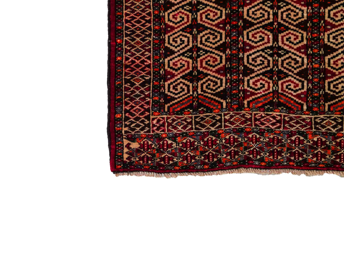 Feiner, handgeknüpfter, antiker Russia Orientteppich aus Wolle von Khademi. Farbe: Rot, cremeweiß. Größe: 121 x 81 cm. Vertrieb durch JUPITER Intl.