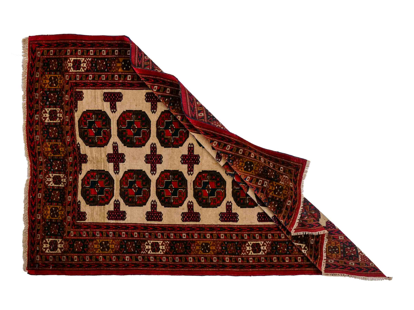 Feiner, handgeknüpfter, antiker Russia Orientteppich aus Wolle von Khademi. Farbe: Cremeweiß, rot, blau. Größe: 130 x 93 cm. Vertrieb durch JUPITER Intl.
