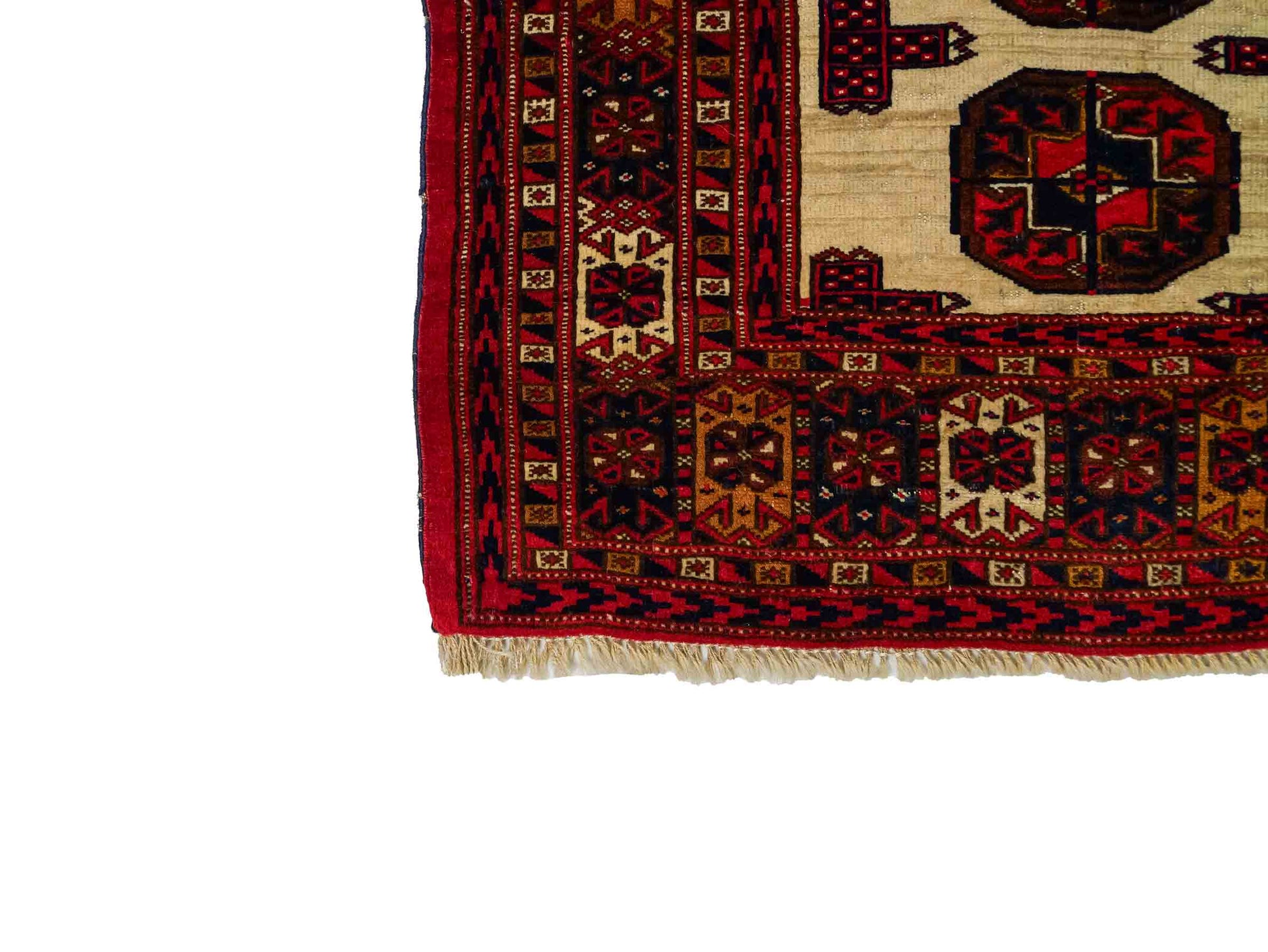 Feiner, handgeknüpfter, antiker Russia Orientteppich aus Wolle von Khademi. Farbe: Cremeweiß, rot, blau. Größe: 130 x 93 cm. Vertrieb durch JUPITER Intl.