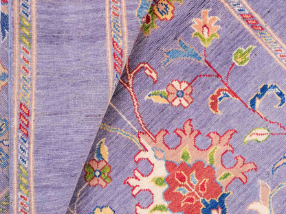 Feiner, handgeknüpfter Design Ziegler Chobi Orientteppich aus reiner Wolle mit geometrischem Feldmuster und figuralen Details von Khademi. Größe: 182 x 121 cm. Farbe: Graublau. RB3-B2662. Ursprung: Afghanistan. Verkauf durch JUPITER Intl.