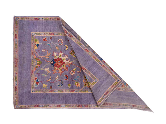 Feiner, handgeknüpfter Design Ziegler Chobi Orientteppich aus reiner Wolle mit geometrischem Feldmuster und figuralen Details von Khademi. Größe: 182 x 121 cm. Farbe: Graublau. RB3-B2662. Ursprung: Afghanistan. Verkauf durch JUPITER Intl.