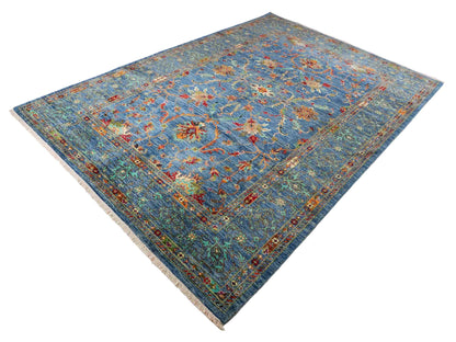 Feiner, handgeknüpfter Design Ziegler Chobi Orientteppich aus reiner Wolle mit Allover-Muster von Khademi. Größe: 298 x 208 cm. Farbe: Blau. RB3-5396. Ursprung: Afghanistan. Verkauf durch JUPITER Intl.