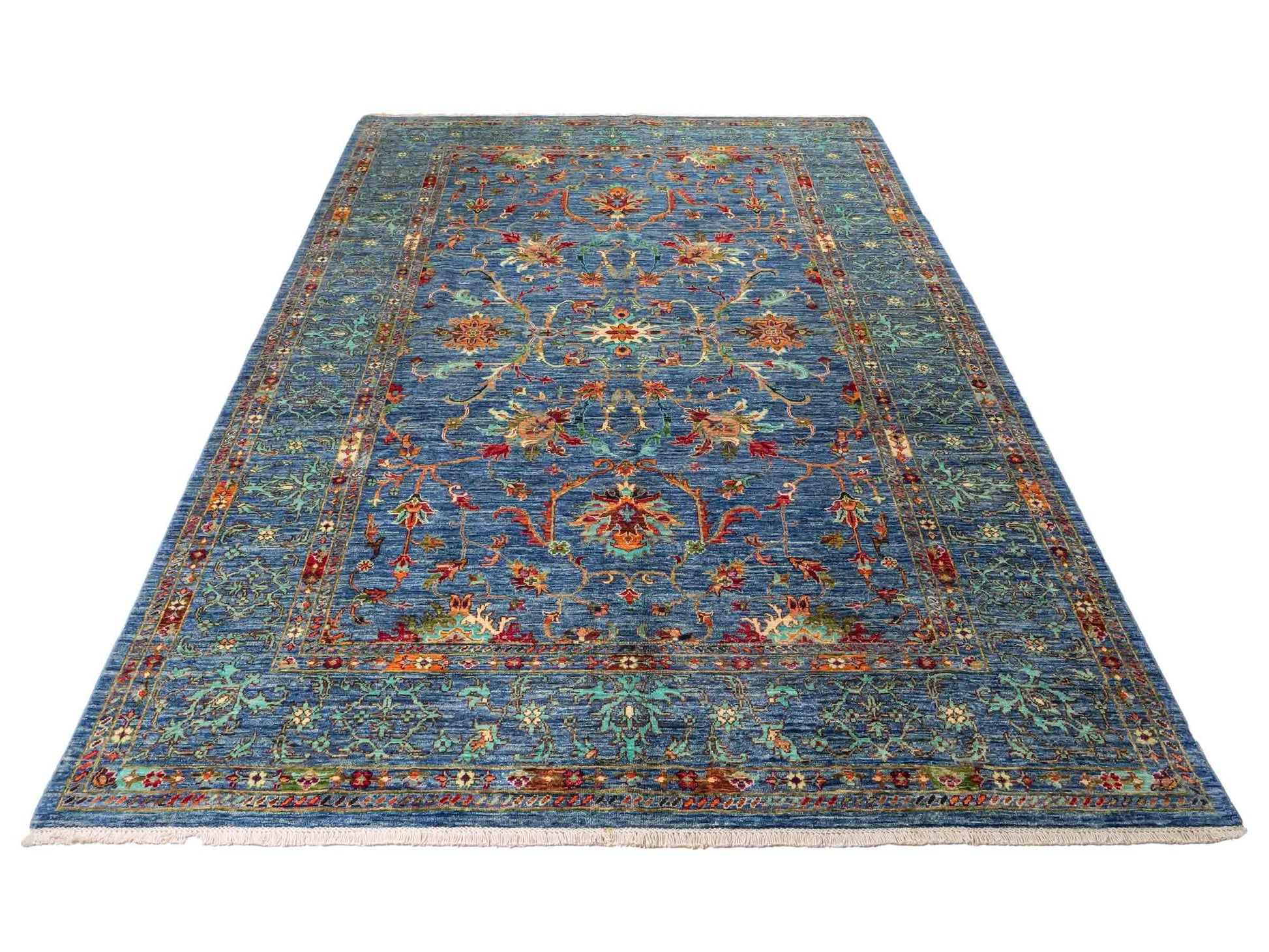 Feiner, handgeknüpfter Design Ziegler Chobi Orientteppich aus reiner Wolle mit Allover-Muster von Khademi. Größe: 298 x 208 cm. Farbe: Blau. RB3-5396. Ursprung: Afghanistan. Verkauf durch JUPITER Intl.