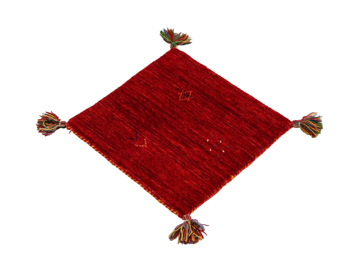 Feiner, handgeknüpfter Indo Lori Orientteppich aus Wolle von Khademi, rot. 40x40 cm. Verkauf durch Jupiter Intl.
