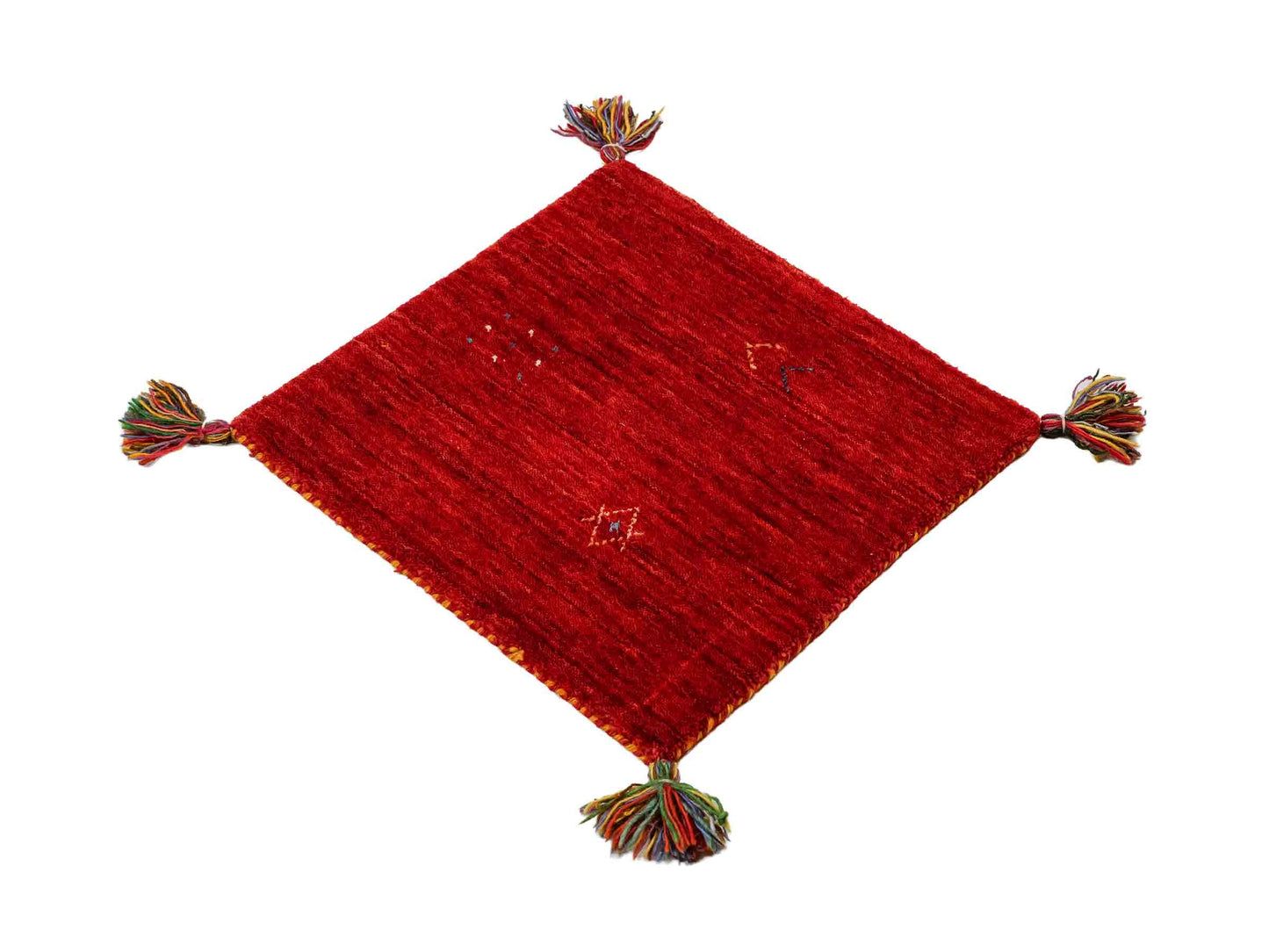 Feiner, handgeknüpfter Indo Lori Orientteppich aus Wolle von Khademi, rot. 40x40 cm. Verkauf durch Jupiter Intl.
