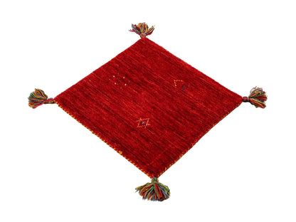 Feiner, handgeknüpfter Indo Lori Orientteppich aus Wolle von Khademi, rot. 40x40 cm. Verkauf durch Jupiter Intl.