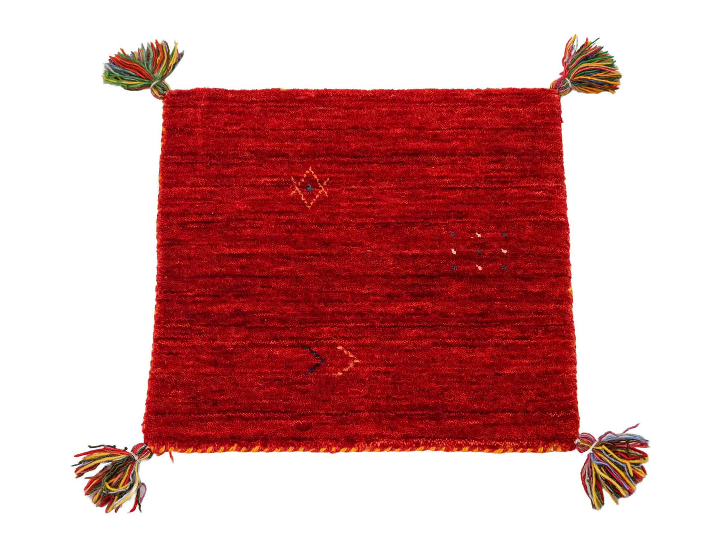 Feiner, handgeknüpfter Indo Lori Orientteppich aus Wolle von Khademi, rot. 40x40 cm. Verkauf durch Jupiter Intl.
