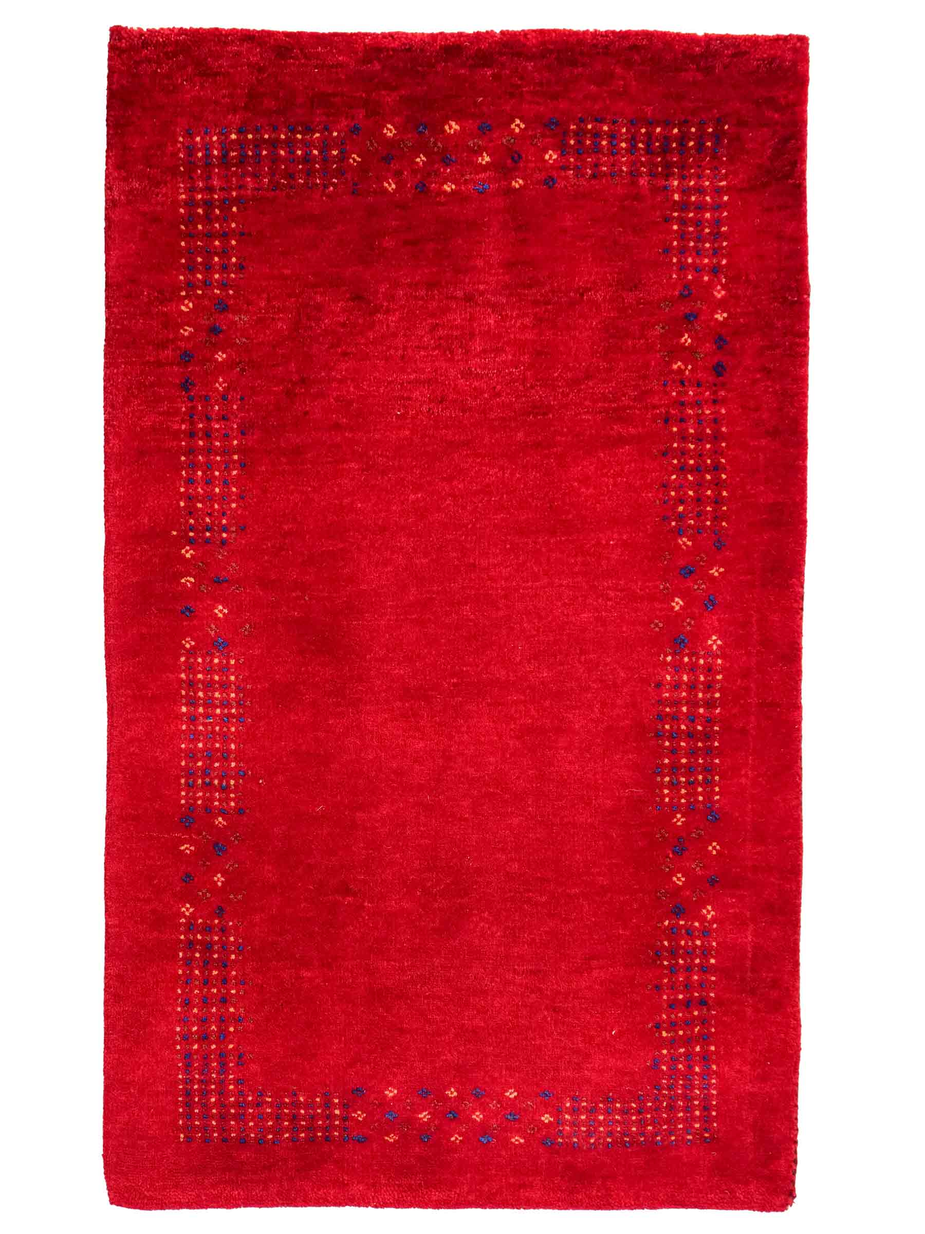 Handgeknüpfter Indo Loribaft Orientteppich von Khademi aus Wolle, rot. Geometrisches Nomaden-Design. Von Hand geknüpft in Indien. Größe: 100x60cm. Teppichnummer: KB4-1750. Verkauf durch Jupiter Intl.