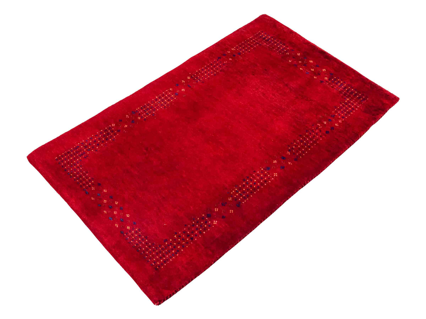 Handgeknüpfter Indo Loribaft Orientteppich von Khademi aus Wolle, rot. Geometrisches Nomaden-Design. Von Hand geknüpft in Indien. Größe: 100x60cm. Teppichnummer: KB4-1750. Verkauf durch Jupiter Intl.
